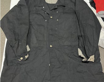 Giovanni Chore Jacket Mens XL Black Good Cotton Canvas Workwear Utility Coat