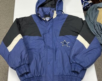 90s Chalk Line Dallas Cowboys Jacket Mens XL Blue Good Vintage Puffer Spellout