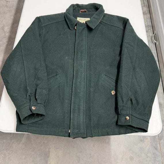 Eddie Bauer Mens Vintage Wool Bomber Jacket Forest Green Quilted