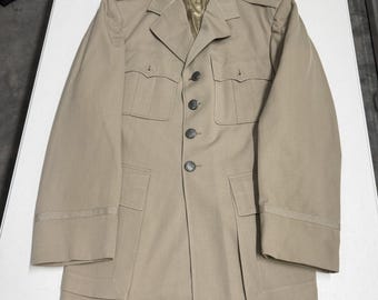 80s Jet-Ace USAF Military Service Dress Jacket Mens Tan Good Vintage MIL-C-3310