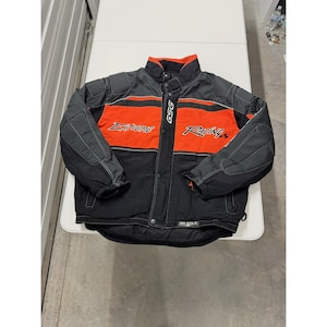 GSG Gold Extreme Racing Jacket Mens XL Black Orange Excellent Padded Moto Coat