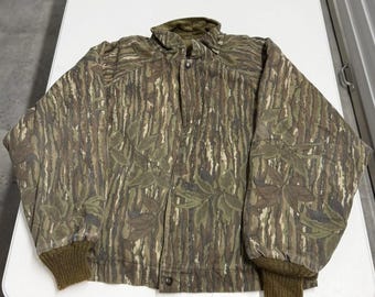 Vintage Walls Blizzard Pruf Camo Jacket RealTree Bark Leaf Insulated Mens L