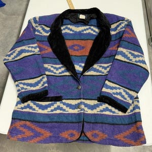 Vintage roper Southwest Aztec Geometric Wool Blend Jacket Purple Velvet 90s L
