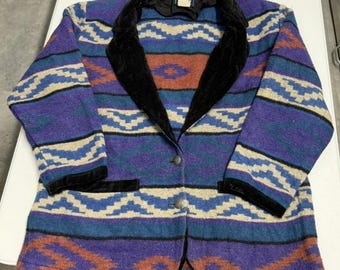 Vintage roper Southwest Aztec Geometric Wool Blend Jacket Purple Velvet 90s L