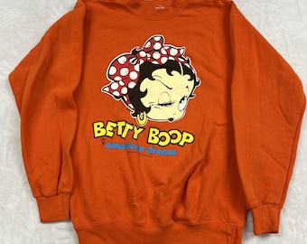 90s vintage Betty Boop Sweatshirt mens M Orange American Dream Graphic Crewneck