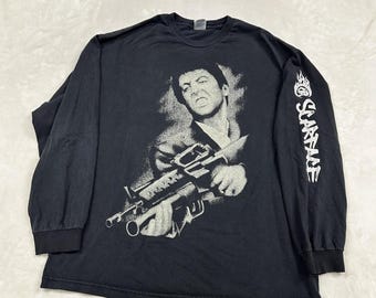 Alstyle Scarface Long Sleeve Shirt Mens 2XL Black Graphic Tony Montana Movie Tee