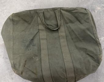Vintage Military Canvas Duffel flyers Bag Olive Drab Green Army Surplus Gear Bag