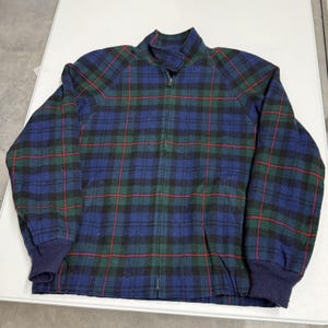 Vintage Pendleton Plaid Bomber Jacket Mens M Blue Green Zip Up 画像 1