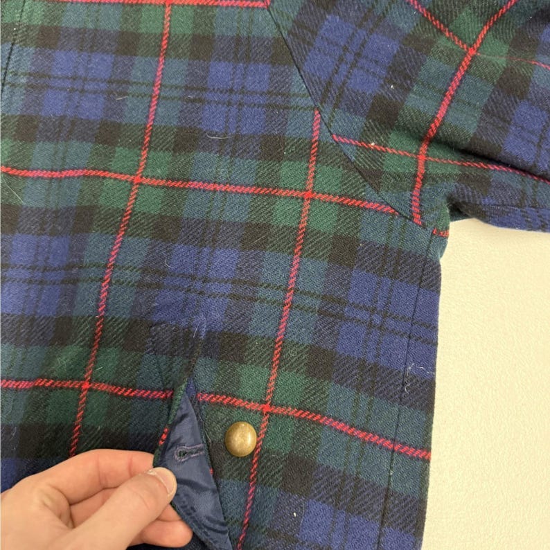 Vintage Pendleton Plaid Bomber Jacket Mens M Blue Green Zip Up 画像 3