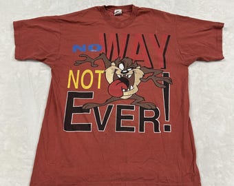Looney Tunes Taz T-Shirt Mens XL Red No Way Not Ever Vintage 90s Graphic Tee