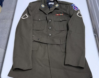 US Army Dress Green Uniform Jacket Mens L Olive Excellent 10th Mountain Div