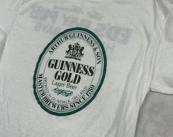 80s Sportswear II Guinness Gold T-Shirt Mens L White Vintage Lager Beer Graphic