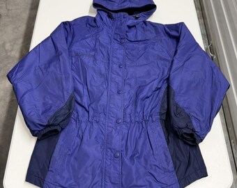 Columbia Sportswear Purple Navy Blue Hooded Parka Jacket Womens M Vintage