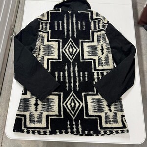 Pendleton Jacket Mens Large Black White Excellent Fleece Southwestern Zip Up imagen 3