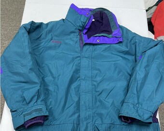 Columbia Ski Jacket Mens XL Teal Good Vintage Colorblock Fleece Lined Outerwear