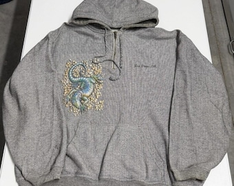 Vintage Quarter Zip Hoodie Mens XL Gray Excellent San Diego Lizard Graphic