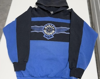 Vintage 80s Harley Davidson USA Colorblock 2 tone Hoodie Size  XL