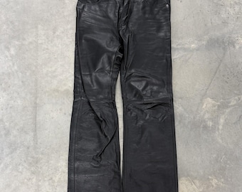 Wilsons Leather Pelle Studio Pants Mens 34 Black Good Straight Leg Biker Moto