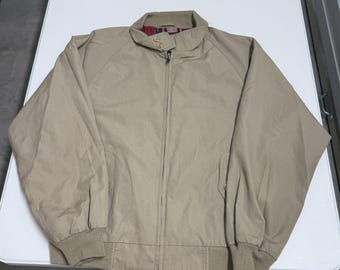 Vintage Eddie Bauer Harrington Jacket Men Medium Tan Good Plaid Lined Bomber Zip