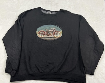 Harley Davidson Sweatshirt Mens XL Black Tapestry Patch Vintage Moto Embroidered