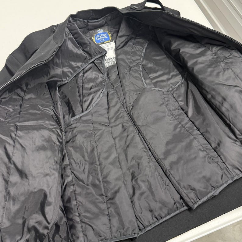 Neptune Garment Co Bomber Jacket Mens 42 Black Excellent Officer Thinsulate Wool image 3