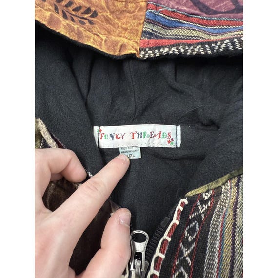 Funky Threads Hooded Patchwork Jacket Symbol Peac… - image 3