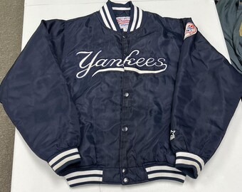 Starter NY Yankees Varsity Jacket Mens XL Navy Excellent Vintage MLB Satin