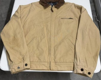 Vintage Polo ralph lauren detrout style Canvas Work Jacket Corduroy Full Zip XL