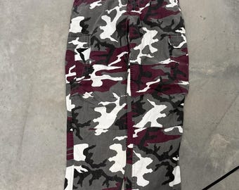 Trailcrest Cargo Pants Mens L burgundyish purple Urban Camo Good BDU Trousers