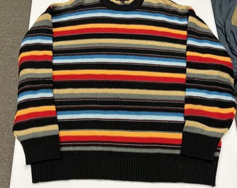 Koman sport Striped Knit Sweater Mens XXL Multicolor Excellent Vertical Stripes