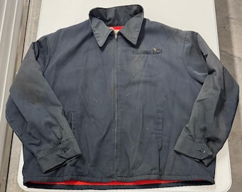 Vintage Big Mac Work Harrington Jacket Mens XL Distressed Quilt Lined Full Zip