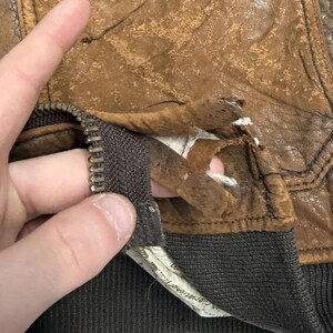 Vintage Avirex G-1 Flight Jacket Mens Small Brown Distressed Leather Patches G1 image 5