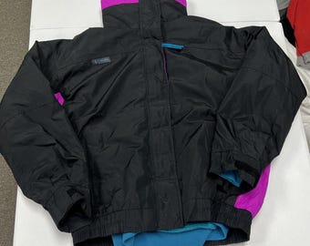Columbia Bugaboo 3-in-1 Jacket womans L Black Purple Teal Vintage Shell