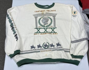 Caesars Palace Sweatshirt Unisex Large Cream Fair 30th Anniversary Vintage 90s