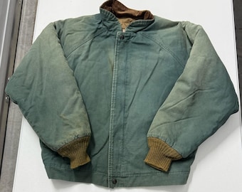 Vintage Walls Bomber Jacket Mens M Green Fair Distressed Corduroy Workwear