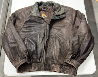 Wilsons Adventure Bound Leather Bomber Jacket Brown Thinsulate Insulated Mens L