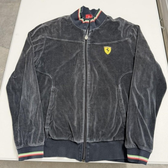 Ferrari X Puma Scuderia Velour Track Jacket Grey Italian Stripe
