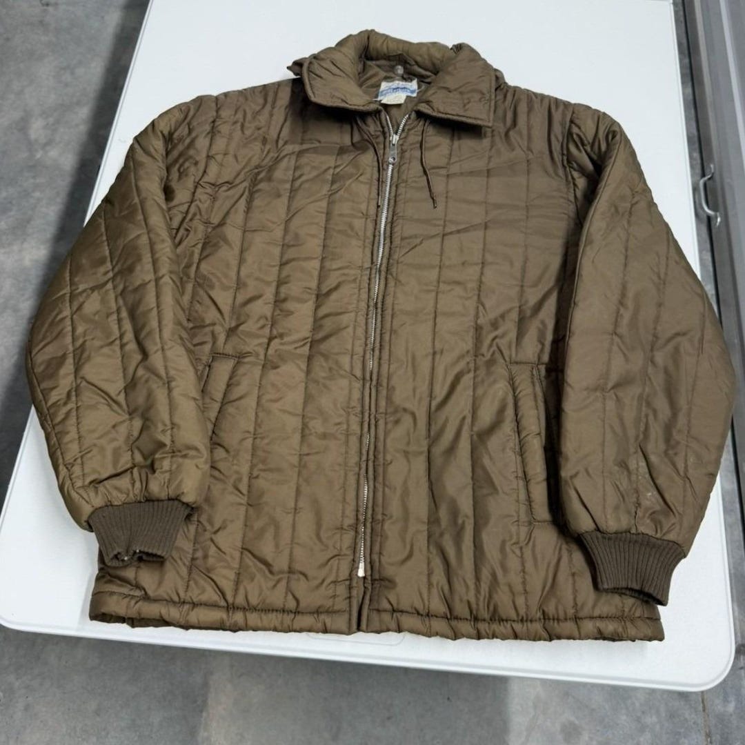 Vintage Sears Work Leisure Quilted Puffer Jacket Brown Mens Medium - Etsy