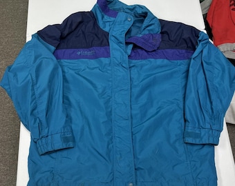 Columbia Windbreaker Jacket Women L Blue Good Colorblock Full Zip Shell