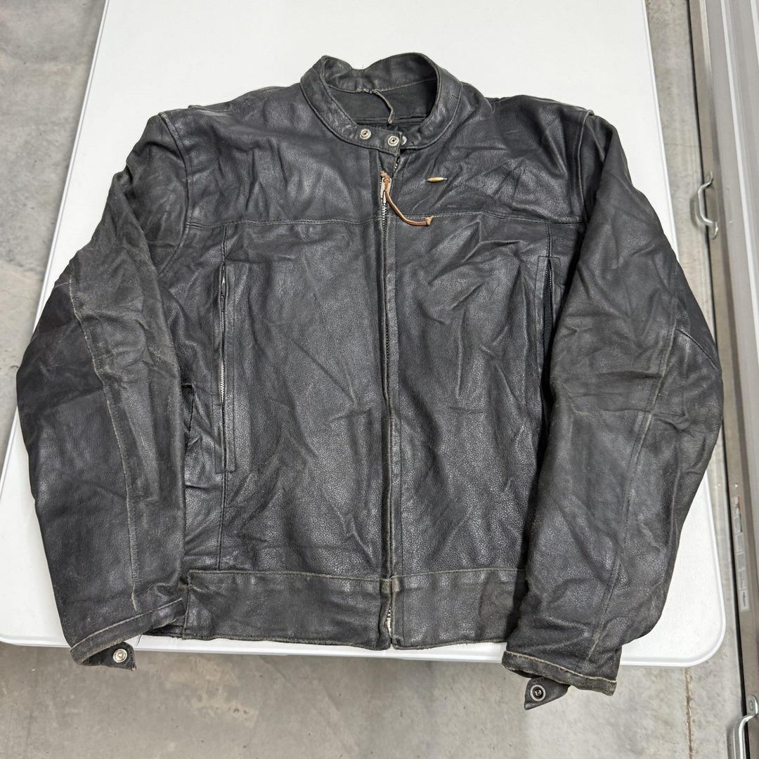 Vintage Wild Wear Leather Motorcycle Jacket Mens XL Black Fair ...