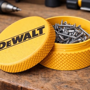 Von DeWALT inspirierter Aufbewahrungsbehälter für Schraubdosen mit gerändeltem Griff