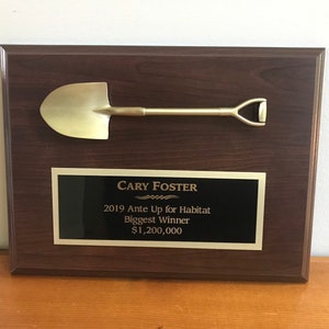 9"x12" Cherry Groundbreaking Shovel Custom Engraved Plaque for Any Occasion