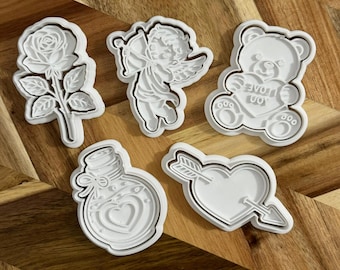 Valentine's Day Cookie Cutters | Heart, Cupid, Teddy Bear, Rose
