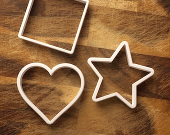 Heart Star Square Cookie Cutters – 3D Printed Baking Set