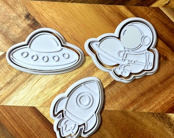 Space Cookie Cutters Set – Rocket, Astronaut & UFO, Galaxy Party Baking