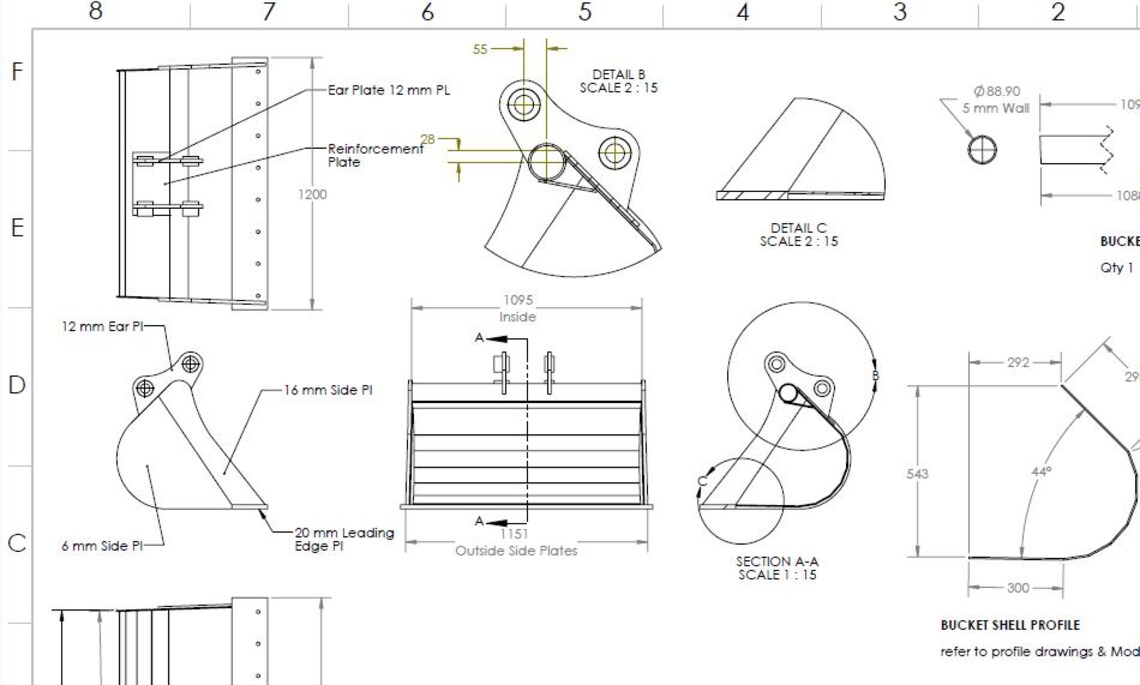 5.0T Excavator Mud Bucket Plans - Etsy