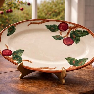Franciscan Apple Oval Serving Platter 13” Interpace USA California Pottery Hand Decorated