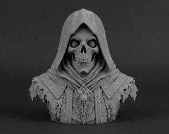 Busto de Señor Esquelético de 110 mm / Miniatura de fantasía impresa en 3D sin pintar / Pieza de exhibición para aficionados a la pintura / Pedestal estándar o temático