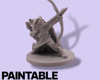 Miniatura de fantasía de arquero rata – Figura a escala de 75 mm para pintar / Arquero explorador para juegos de rol de mesa