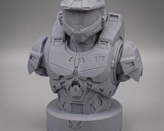 Busto de soldado espartano – Estatua de guerrero de ciencia ficción impresa en 3D de 180 mm, figura coleccionable sin pintar, fan art inspirado en videojuegos.